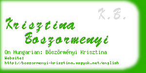 krisztina boszormenyi business card