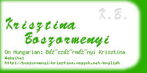 krisztina boszormenyi business card